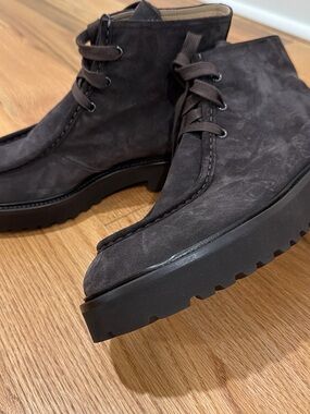 Women’s Dark Brown Suede Lace-Up Ankle Boots